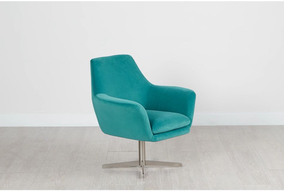 Xander Teal Velvet Swivel Accent Chair Home Accents Accent Chairs City Furniture