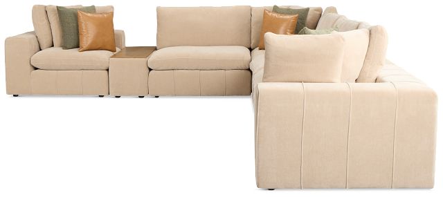 Cruz Light Beige Fabric 6-piece Modular Sectional With Console