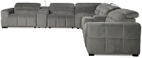 Gemma Light Gray Velvet Large Triple Power Reclining Two-arm Sectional