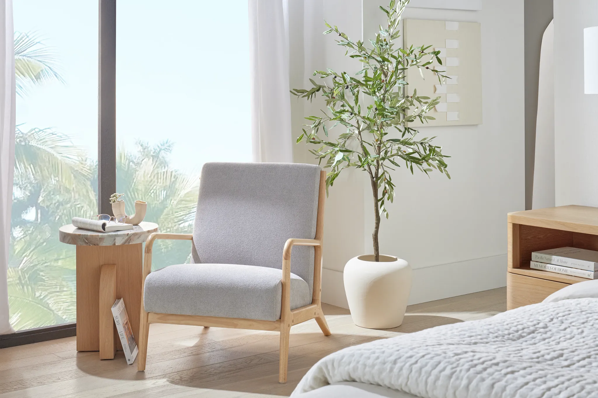 Kamora Light Beige Accent Chair