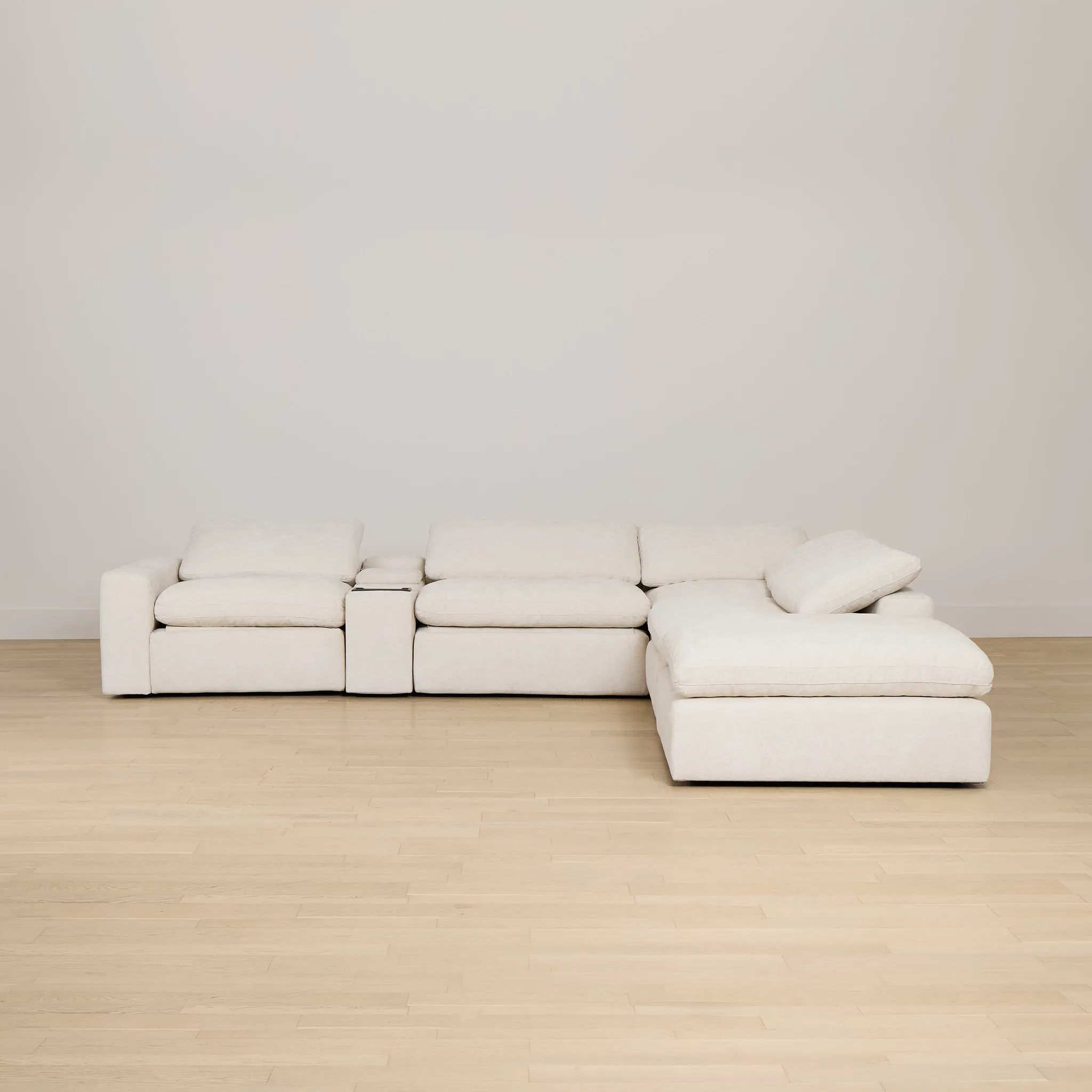 Drift Light Beige Fabric Large Dual Power Right Bumper Sectional