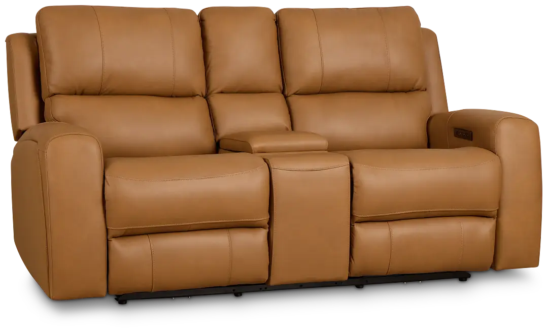 Summit Light Brown Lthr/vinyl Power Reclining Console Loveseat W/ Power Headrest Summit Light Brown Lthr/vinyl Power Reclining Console Loveseat W/ Power Headrest