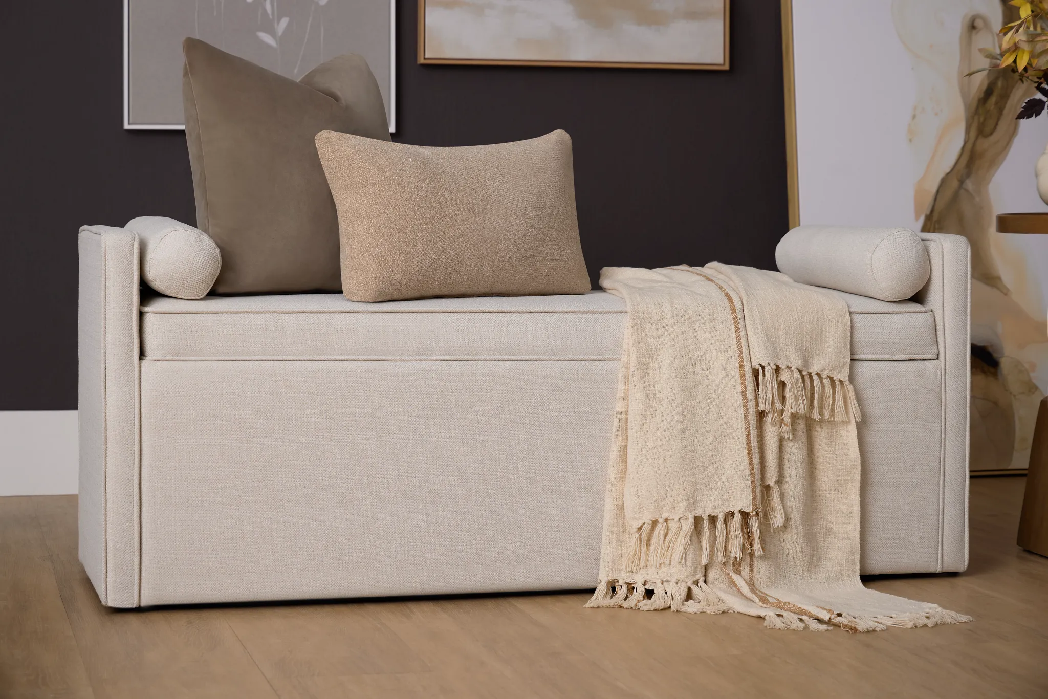 Southlake Beige Upholstered Dining Bench