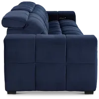 Gemma Navy Velvet Left Chaise Power Reclining Sectional