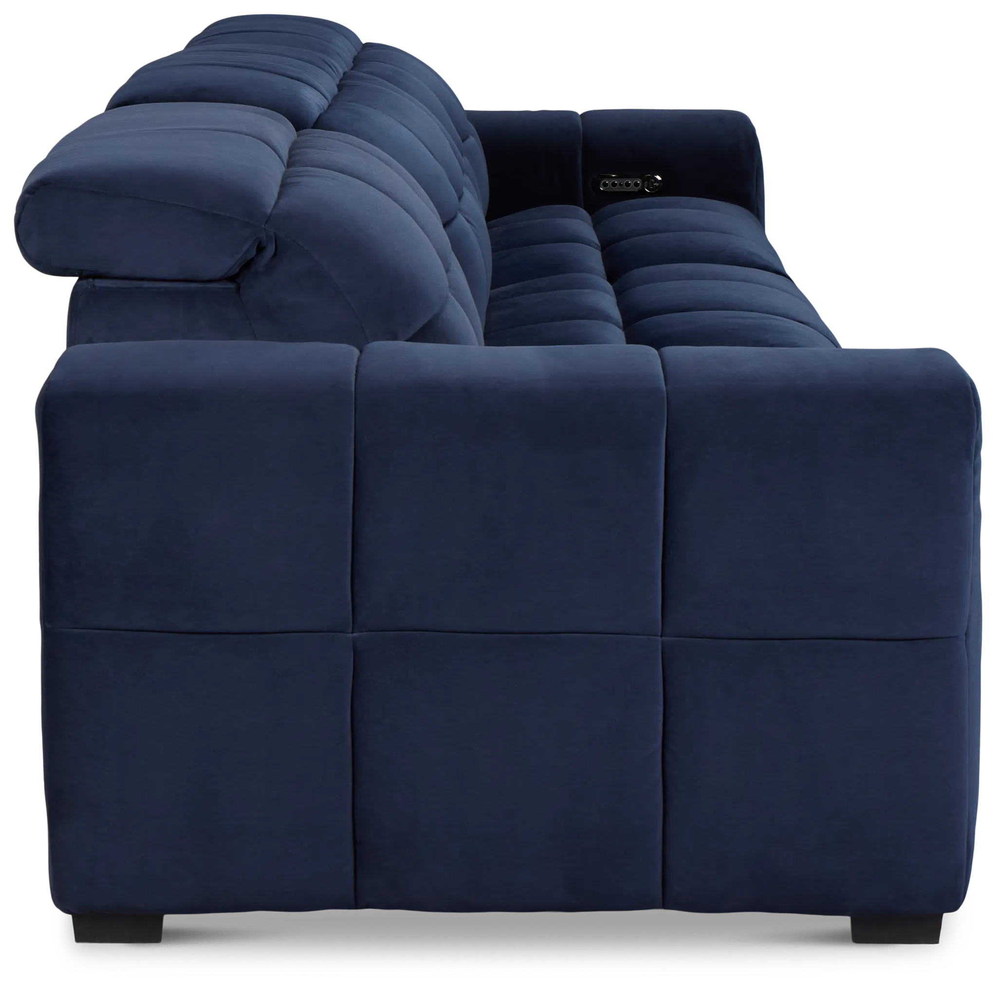 Gemma Navy Velvet Left Chaise Power Reclining Sectional