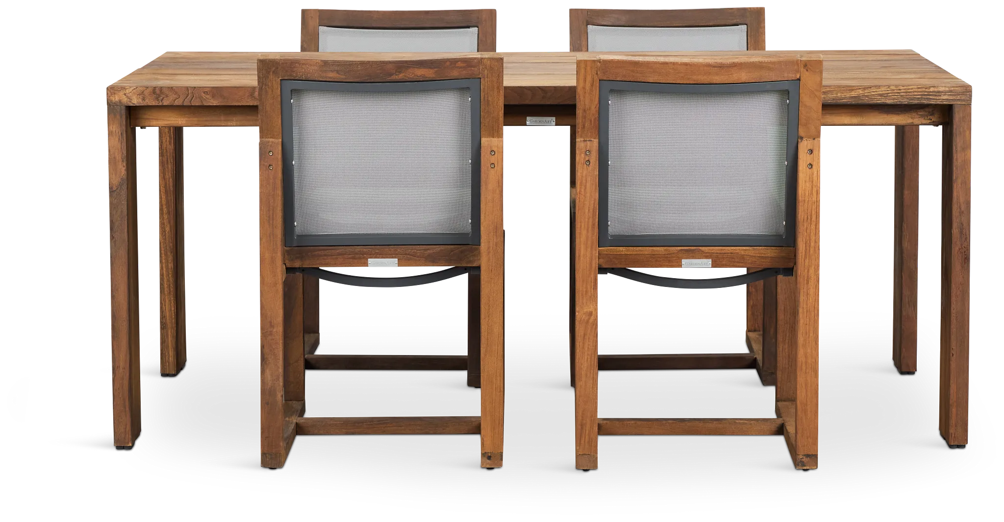Linear Teak 70" Teak Table & 4 Teak Sling Side Chairs