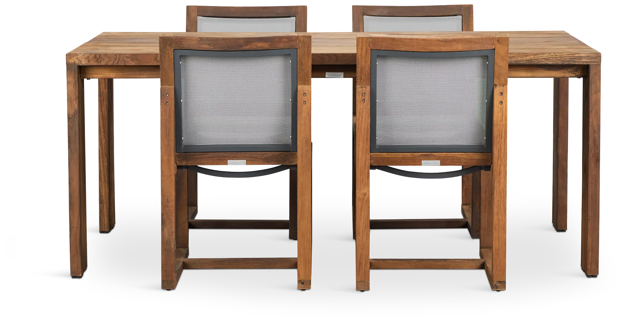 Linear Teak 70" Teak Table & 4 Teak Sling Side Chairs Linear Teak 70" Teak Table & 4 Teak Sling Side Chairs