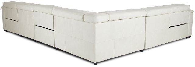 Ainsley White Leather Large Dual Power Reclining Two-arm Sectional