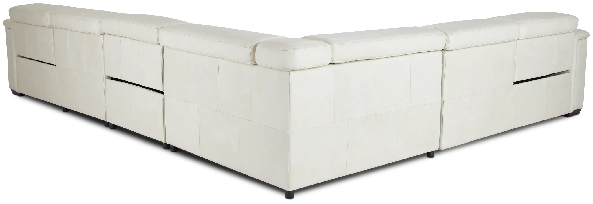 Ainsley White Leather Large Dual Power Reclining Two-arm Sectional