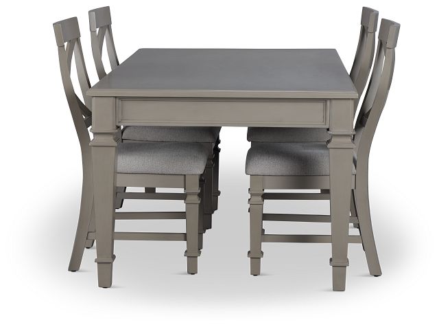 Marina Gray Table & 4 Wood Chairs