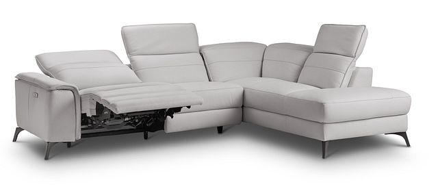 Pearson Gray Leather Right Bumper Power Reclining Sectional