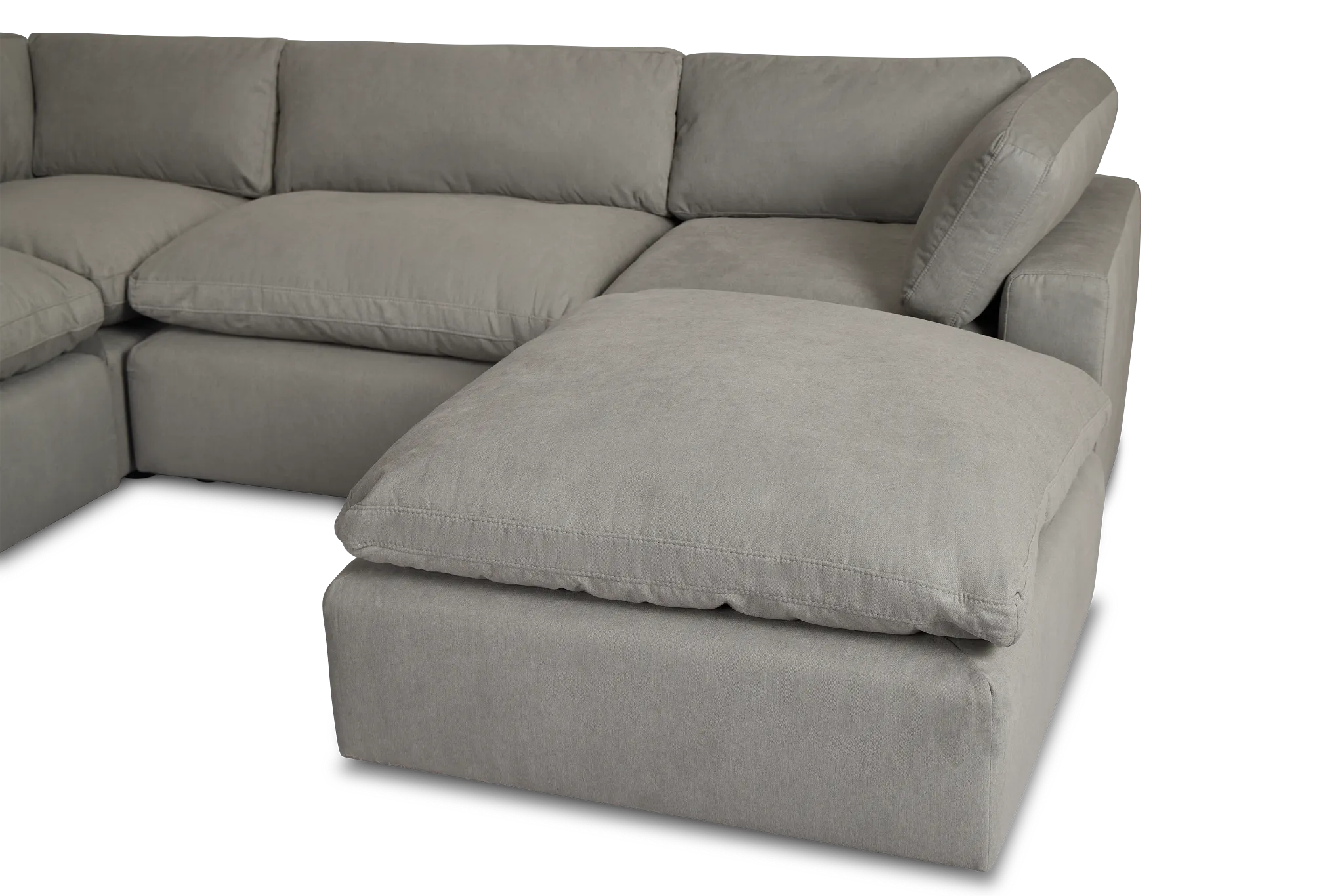 Grant Light Gray Fabric 5pc Bumper Sectional