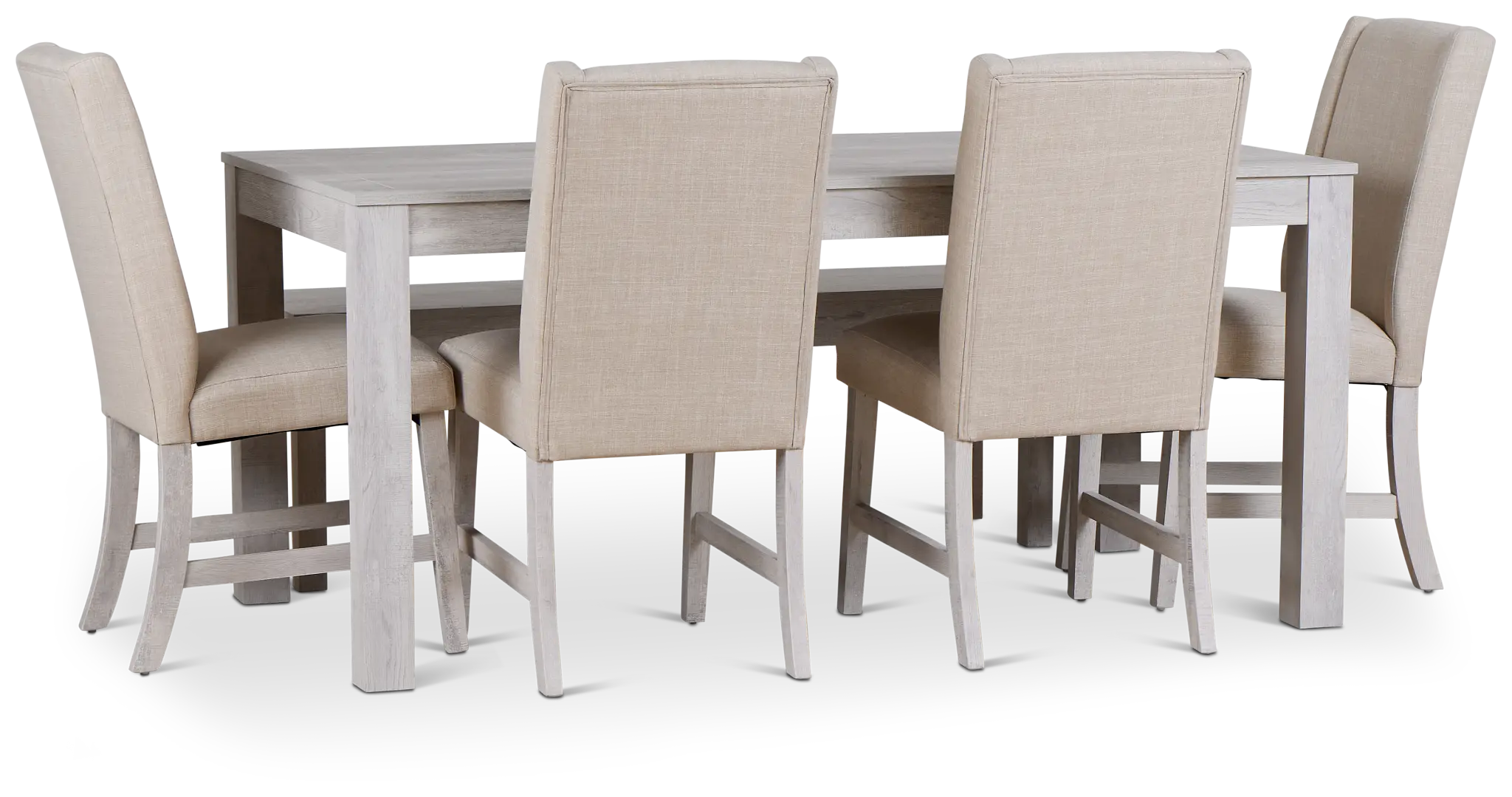 Delray White Rect Table, 4 Chairs & Bench Delray White Rect Table, 4 Chairs & Bench