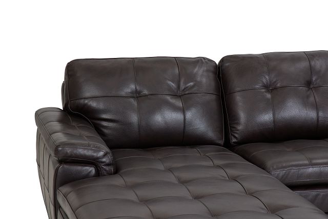 Braden Dark Brown Leather Large Left Chaise Sectional