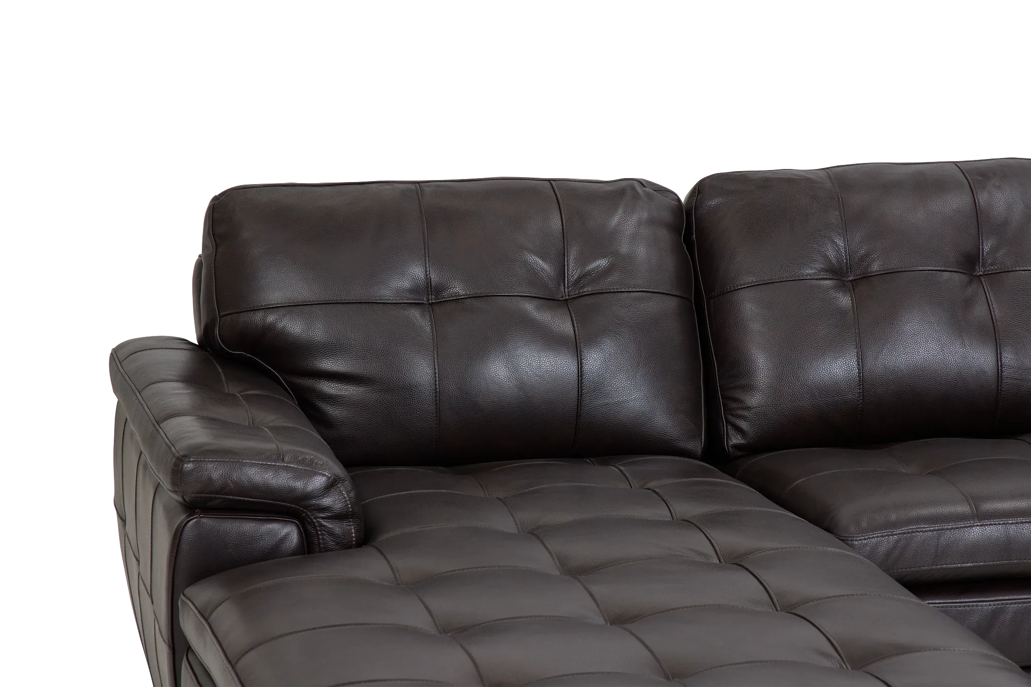 Braden Dark Brown Leather Large Left Chaise Sectional