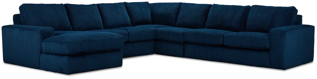 Charlie Dark Blue Fabric Large Left Chaise Sectional