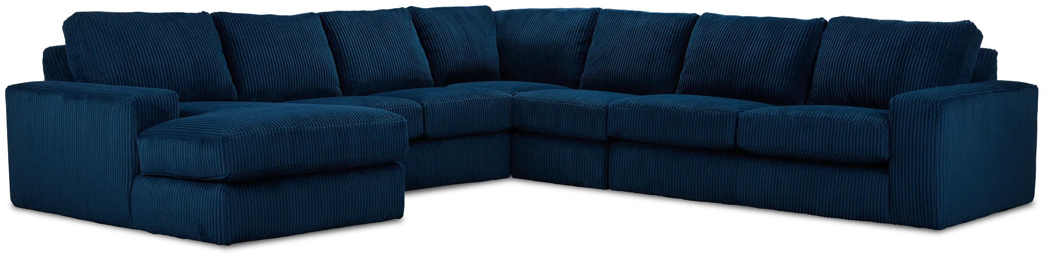 Charlie Dark Blue Fabric Large Left Chaise Sectional