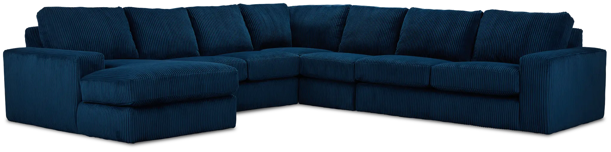 Charlie Dark Blue Fabric Large Left Chaise Sectional Charlie Dark Blue Fabric Large Left Chaise Sectional