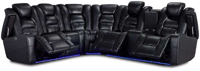 Troy Black Micro Right Console Love Reclining Sectional