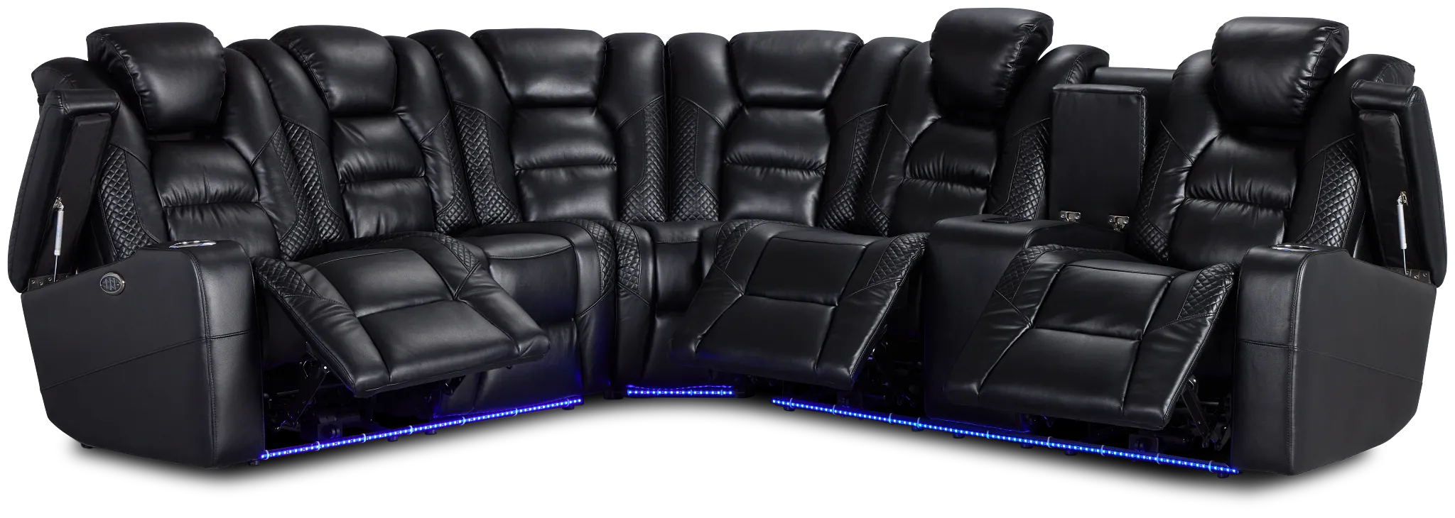 Troy Black Micro Right Console Love Reclining Sectional