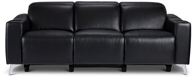 Giulia Black Lthr/vinyl Power Reclining Sofa With Itable