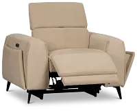 Reyna Beige Micro Power Recliner