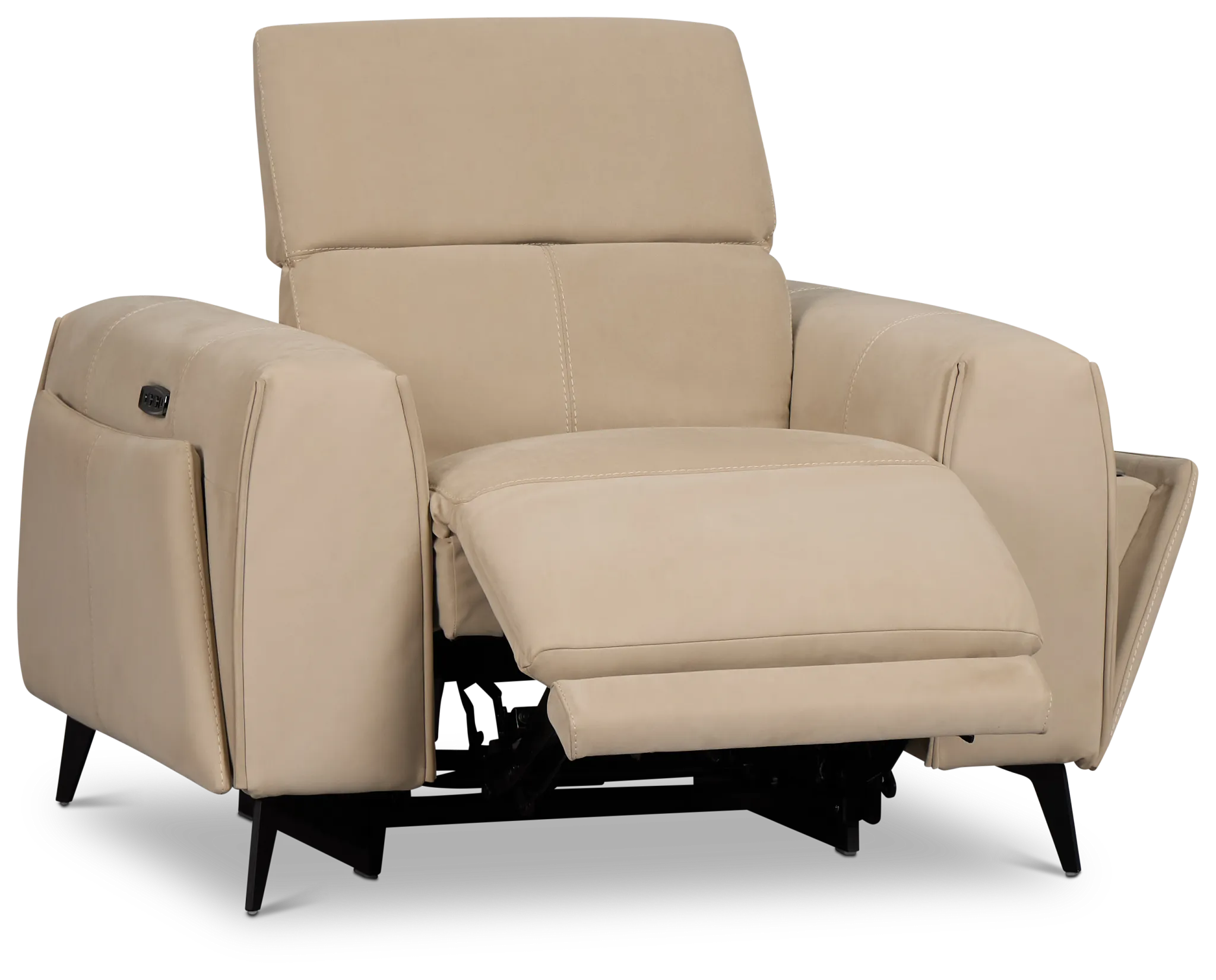 Reyna Beige Micro Power Recliner