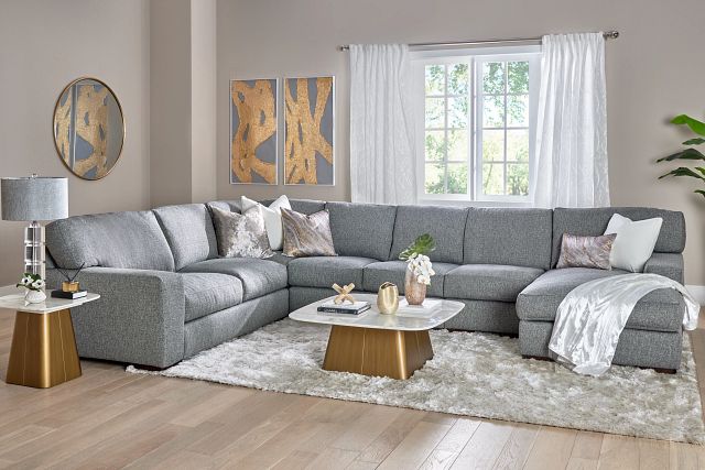 Veronica Dark Gray Down Large Right Chaise Sectional