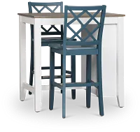 Edgartown Two-tone Storage High Table & 2 Navy Wood Barstools