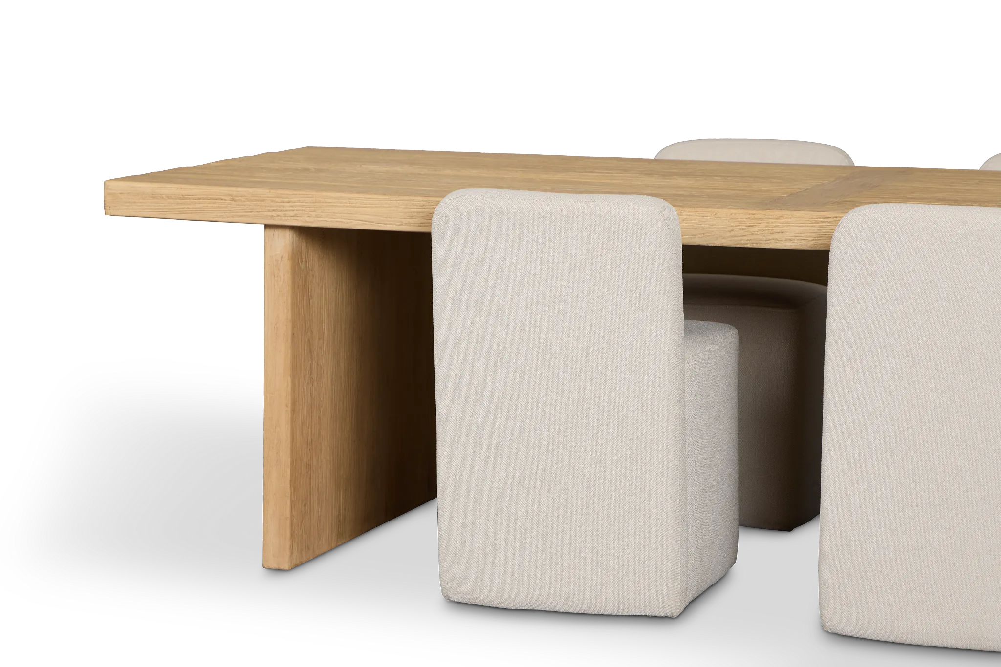 Salida Light Tone Rect Table & 4 Light Beige Upholstered Side Chairs