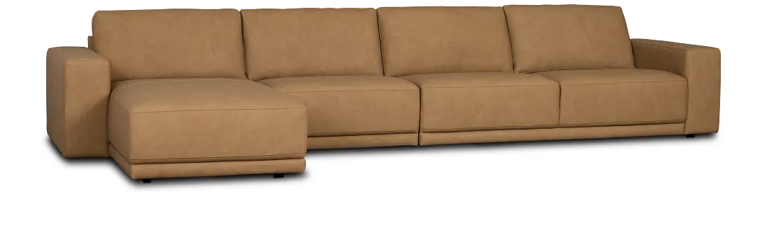 Kellan Light Brown Leather Small Left Chaise Sectional