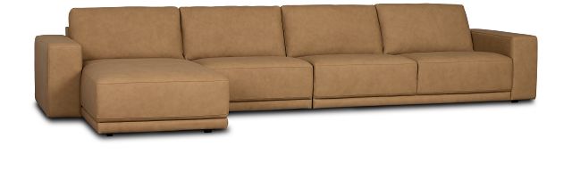 Kellan Light Brown Leather Small Left Chaise Sectional