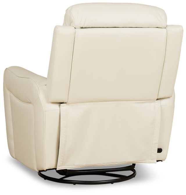 Julian White Lthr/vinyl Power Swivel Glider Recliner