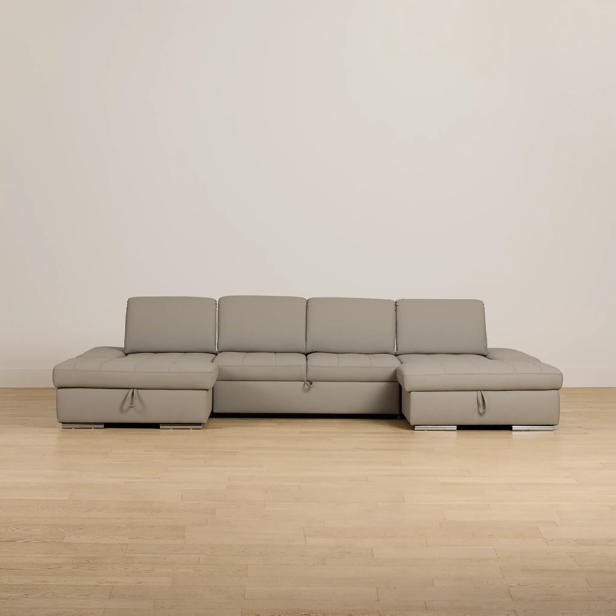 Eden Gray Micro Double Chaise Sleeper Storage Sectional