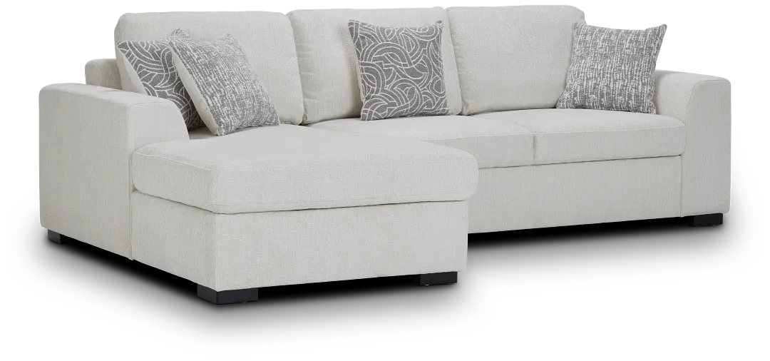 Blakely White Fabric Small Left Chaise Storage Sleeper Sectional