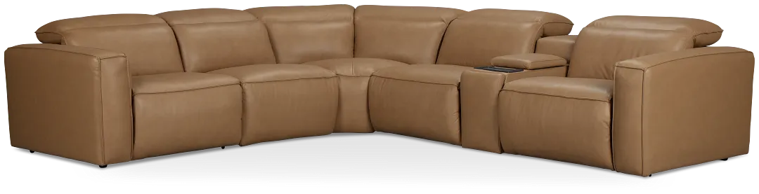 Ryland Brown Lthr/vinyl Medium Dual Power 2-arm Reclining Sectional