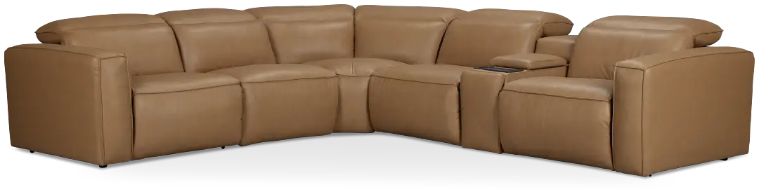 Ryland Brown Lthr/vinyl Medium Dual Power 2-arm Reclining Sectional Ryland Brown Lthr/vinyl Medium Dual Power 2-arm Reclining Sectional