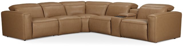 Ryland Brown Lthr/vinyl Medium Dual Power 2-arm Reclining Sectional