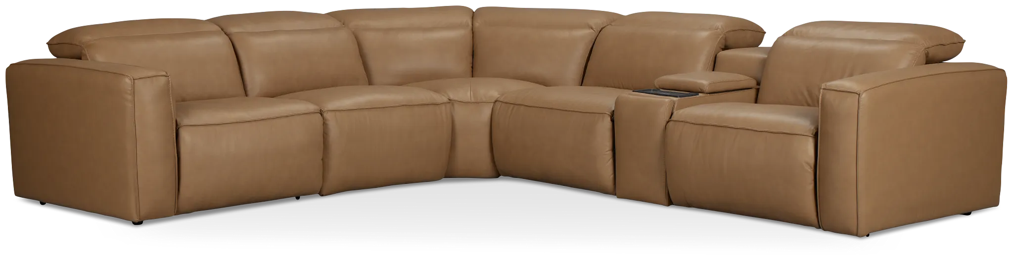 Ryland Brown Lthr/vinyl Medium Dual Power 2-arm Reclining Sectional