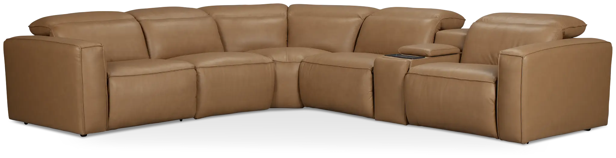 Ryland Brown Lthr/vinyl Medium Dual Power 2-arm Reclining Sectional Ryland Brown Lthr/vinyl Medium Dual Power 2-arm Reclining Sectional