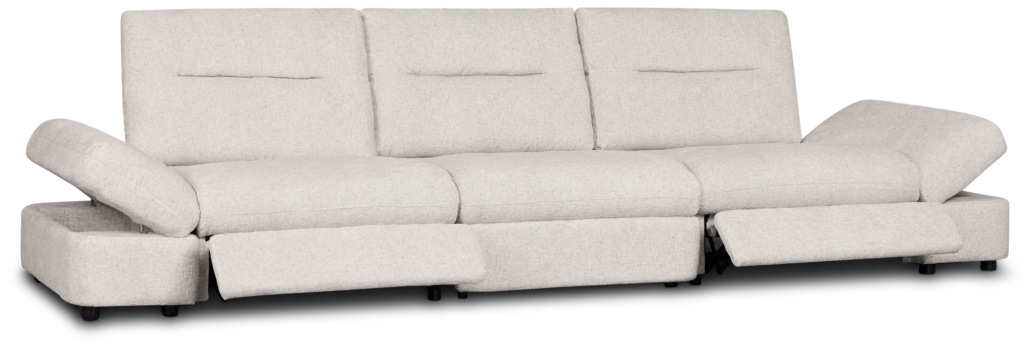 Mila Light Beige Fabric 3-piece Modular Power Sofa