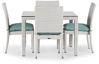Bahia Teal 40" Square Table & 4 Chairs