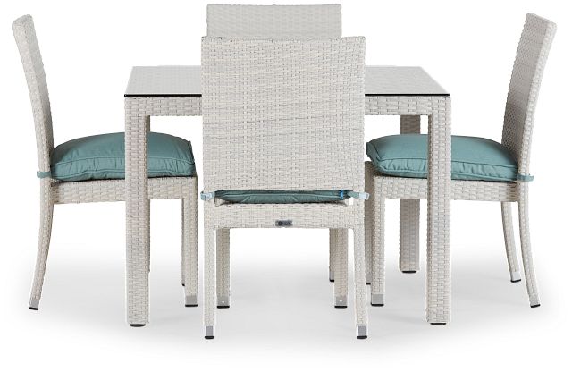 Bahia Teal 40" Square Table & 4 Chairs