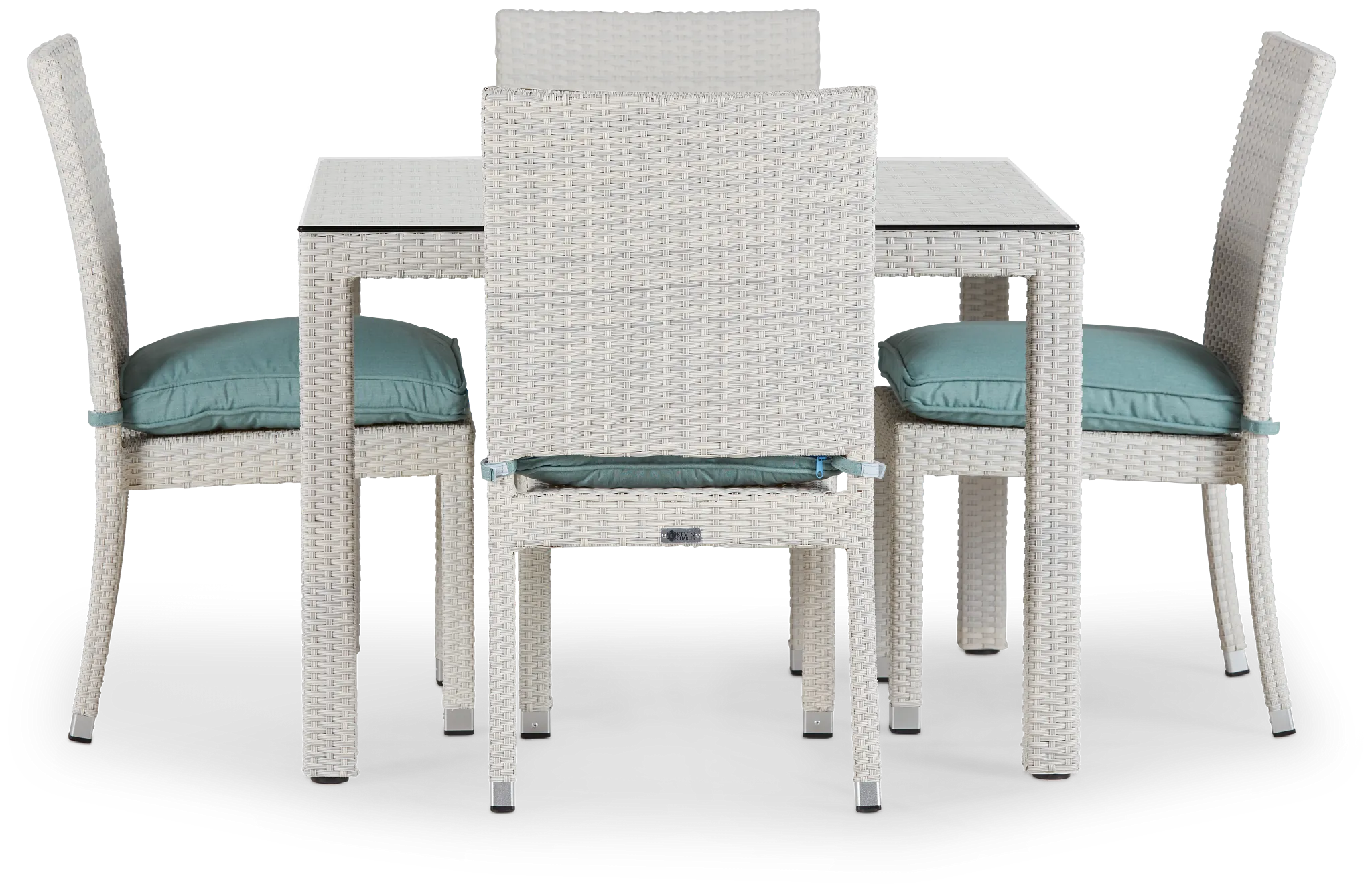 Bahia Teal 40" Square Table & 4 Chairs