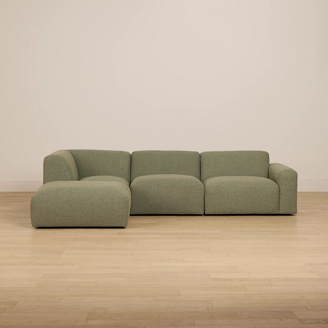 Baylor Green Fabric 4-piece Left Facing Bumper Sectional