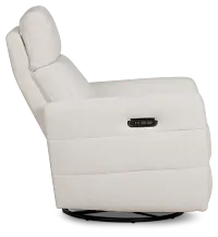 Rae White Fabric Power Swivel Glider Recliner