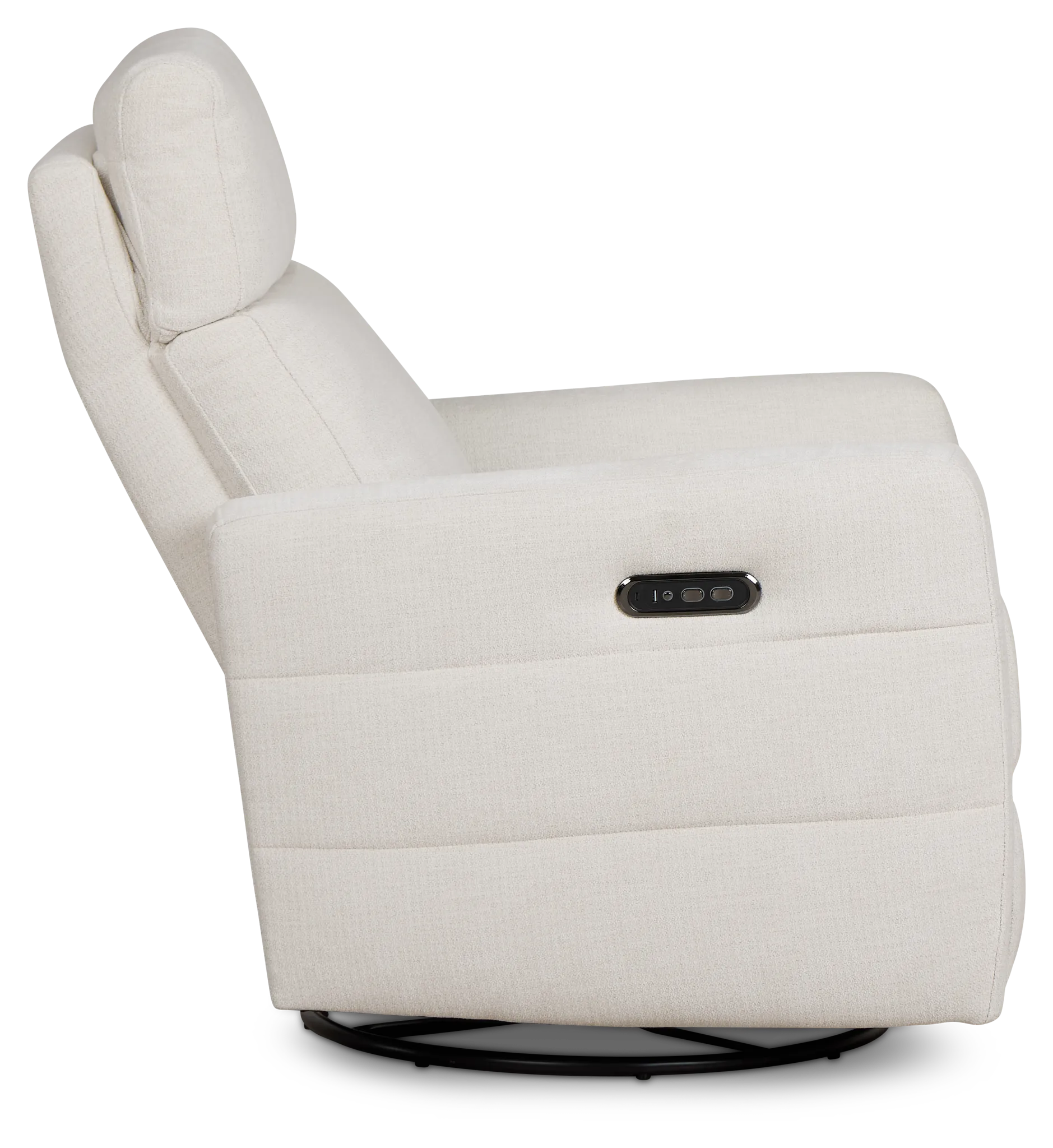 Rae White Fabric Power Swivel Glider Recliner
