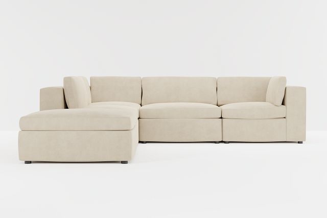 Destin Peyton Beige Fabric 5pc Bumper Sectional