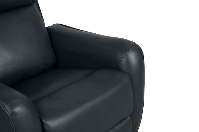 Julian Dark Blue Lthr/vinyl Power Swivel Glider Recliner