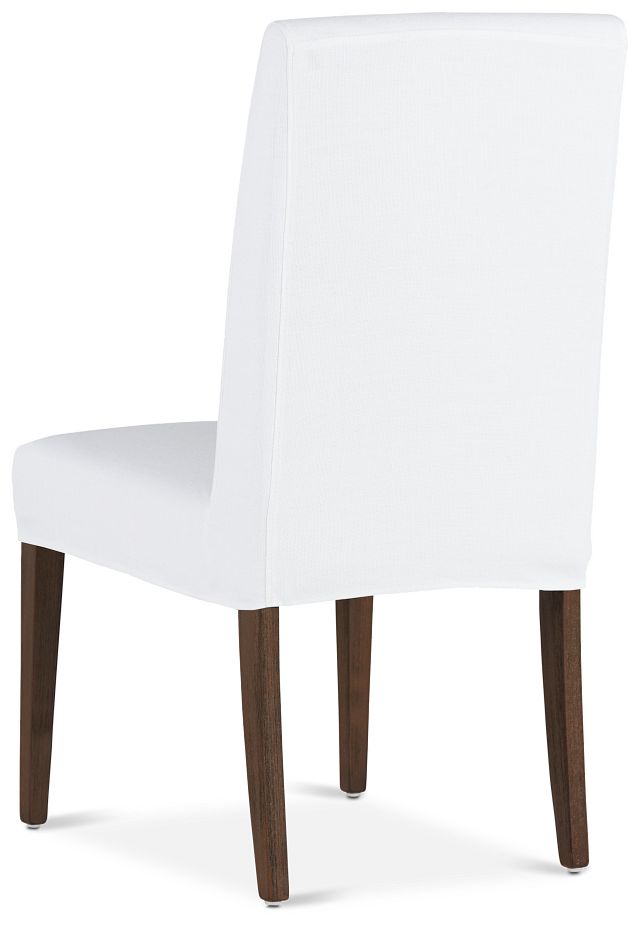 Destination White Short Slipcover Chair With Medium-tone Leg